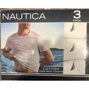 Nautica 4 Pack V-Neck T-shirts Large White Classic Fit Cotton New $ 39